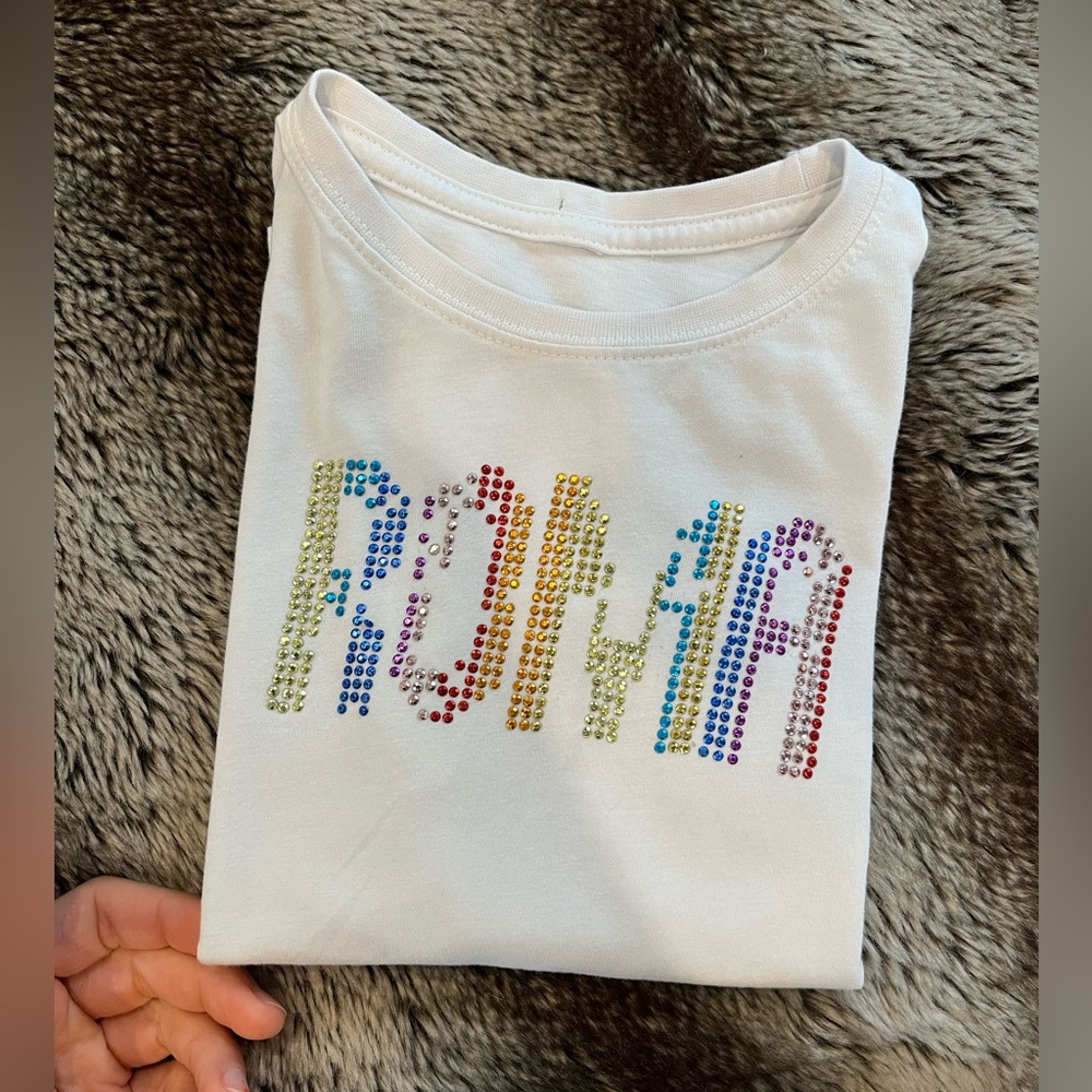 Roma Italy || Sequin Graphic White Tshirt